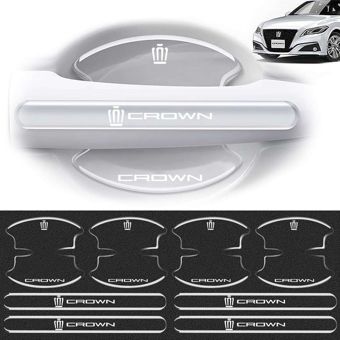 Door Handle Protector for Crown (180 200 210 220 Series) Crown Door Handle Protector Scratch-proof, Dirt-proof, Anti-Scratch, Waterproof, Paint Protection, Easy Installation, Transparent