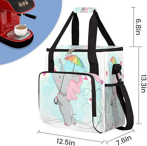 Miniatura 2 de Cute Animal Elehpant Coffee Maker Carring Bag Travel Storage Tote Bag Compatible with Keurig K-Mini or K-Mini Plus Portable Single Serve Coffee