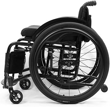 Lightweight All-Terrain Ultra Sports Wheelchair Foldable Adjustable Footrest and Seat Height, Handbrakes,Suitable for Teenagers, Adults, SeniorsBlack,Seat Width 42cm/16.5in