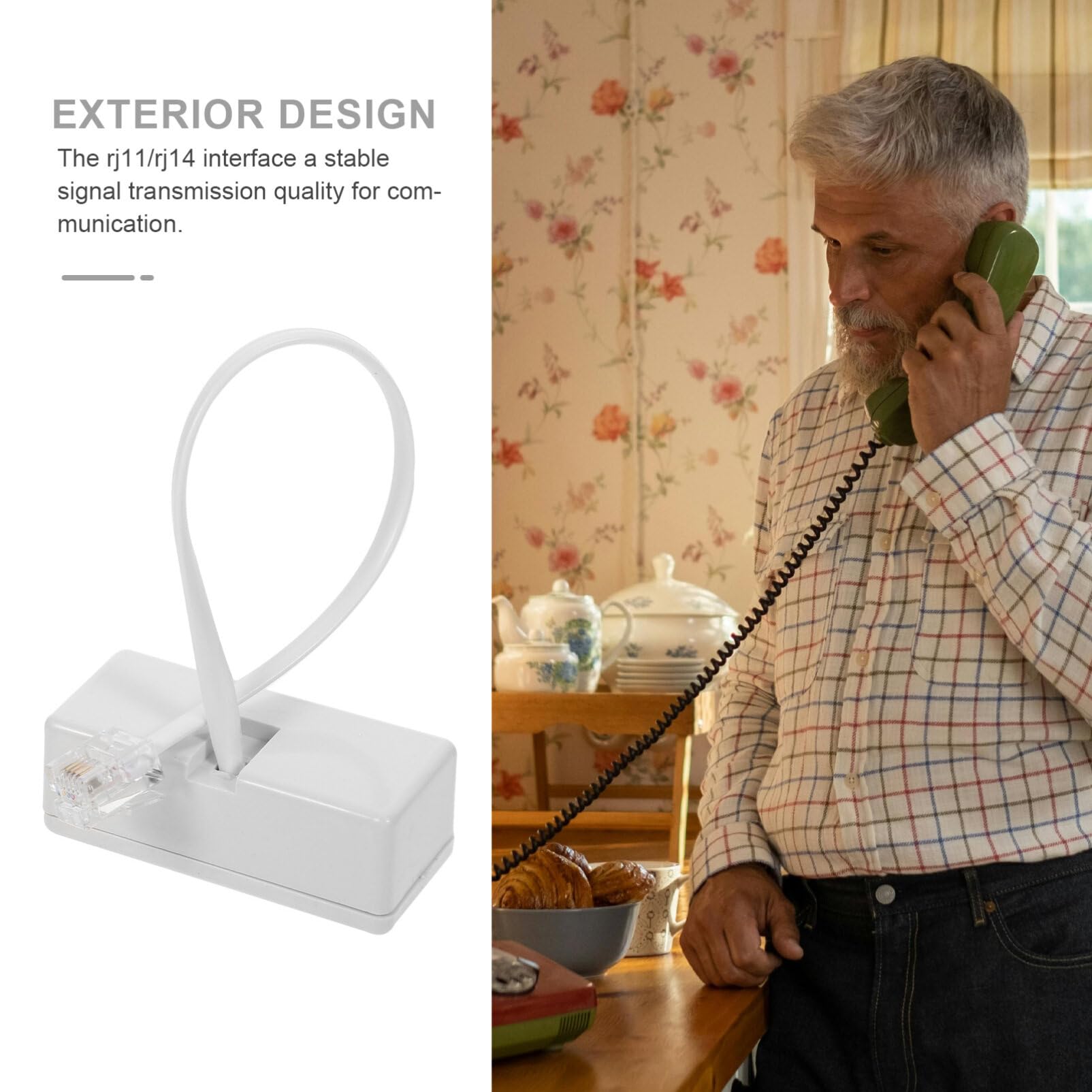 Uonlytech 2pcs Telephone Line Splitter Adapter for Landline Accessories Converts to Two Connections for Multiple Devices Easy to Use