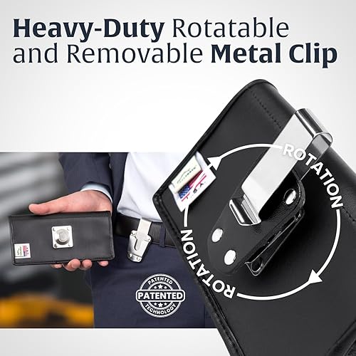 Miniatura 4 de Turtleback Funda para cinturón diseñada para iPhone 12 Pro Max 5G (2020) se adapta con OB Defender o fundas voluminosas, funda de cuero negro con