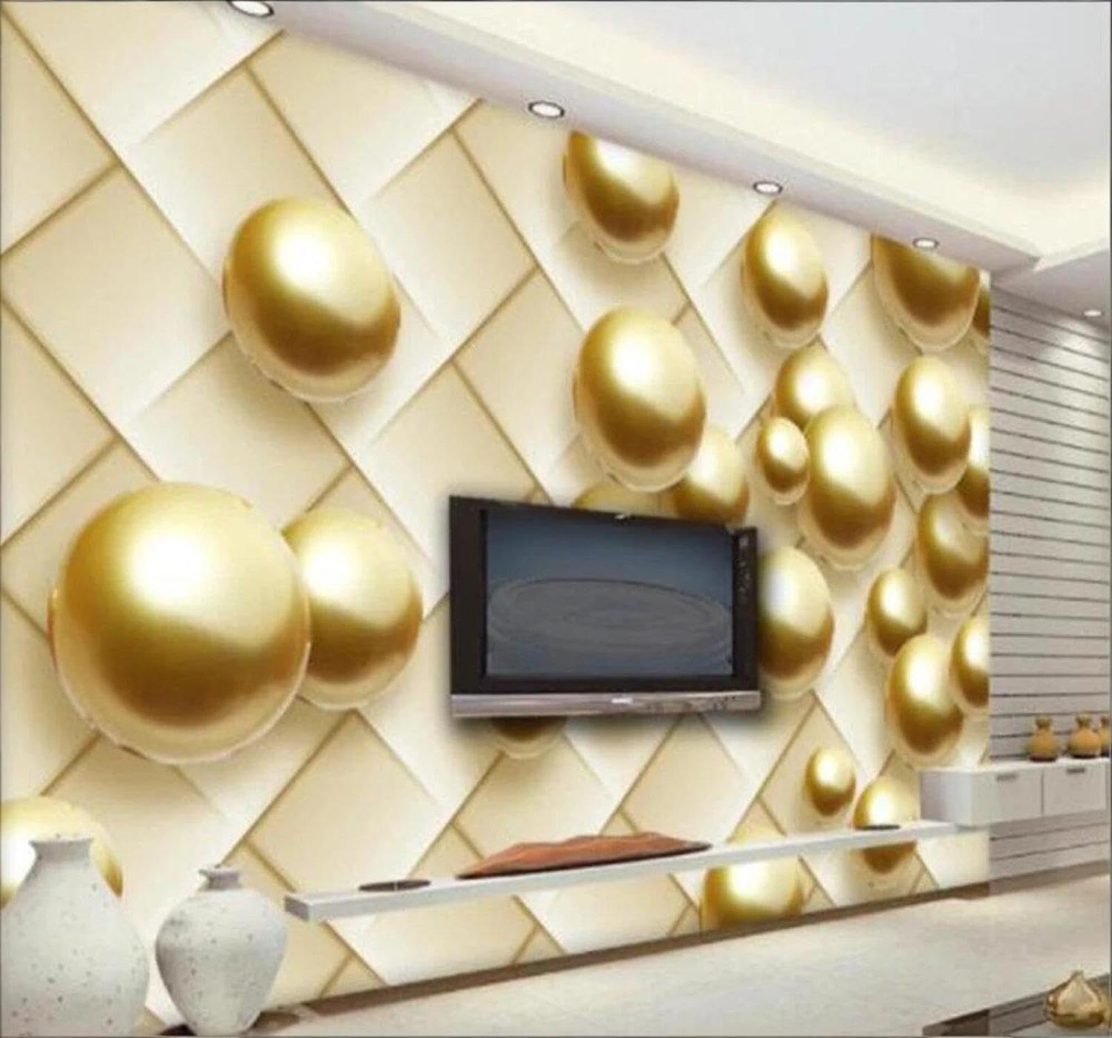 Sublimez un mur blanc avec le papier peint 3D géométrique doré créatif