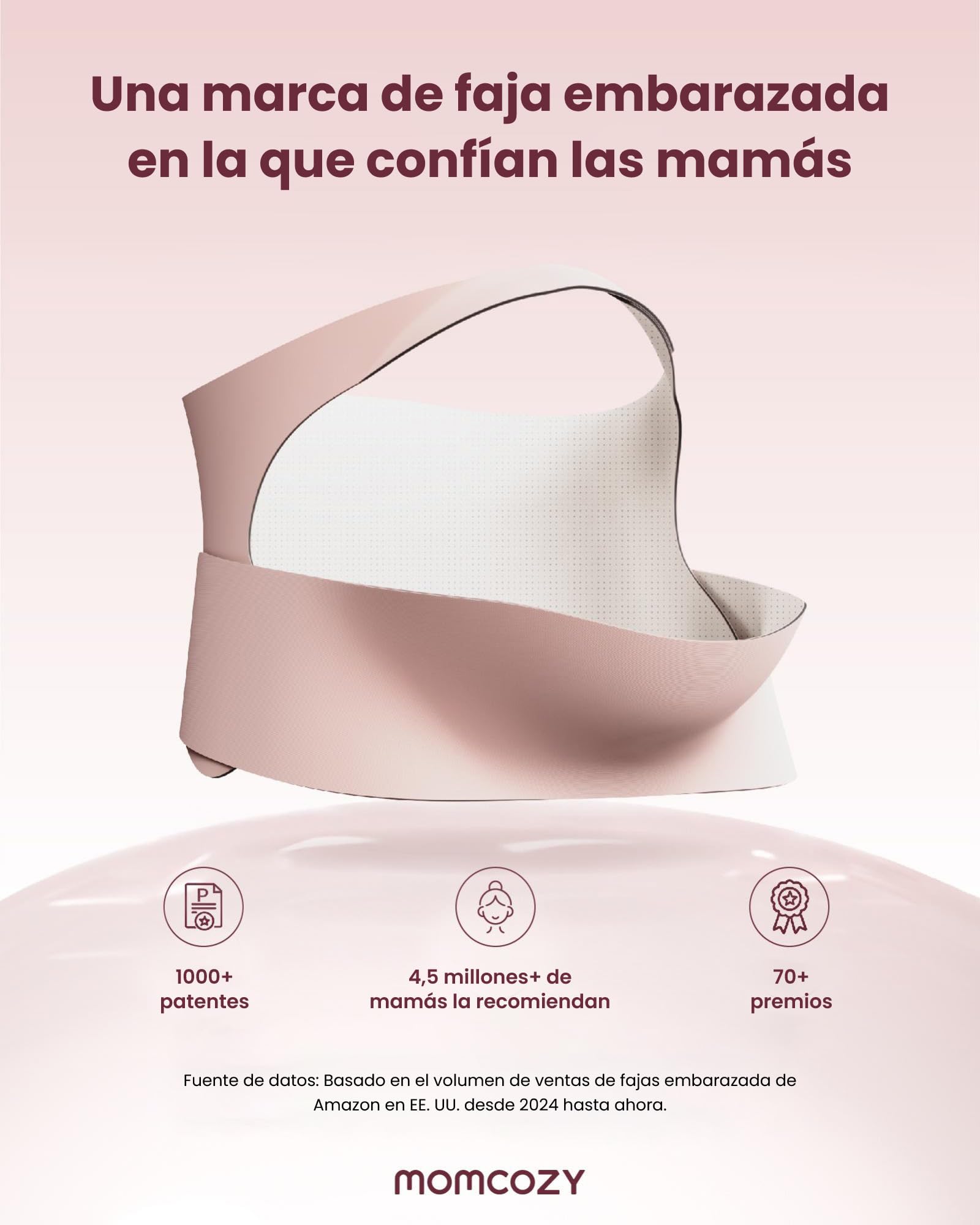 momcozy Faja Embarazada sin Costuras CozySupport, Faja Embarazadas Ergonómica de Tejido Transpirable, Cinturón Embarazo con Soporte para Abdomen, Espalda y Cintura