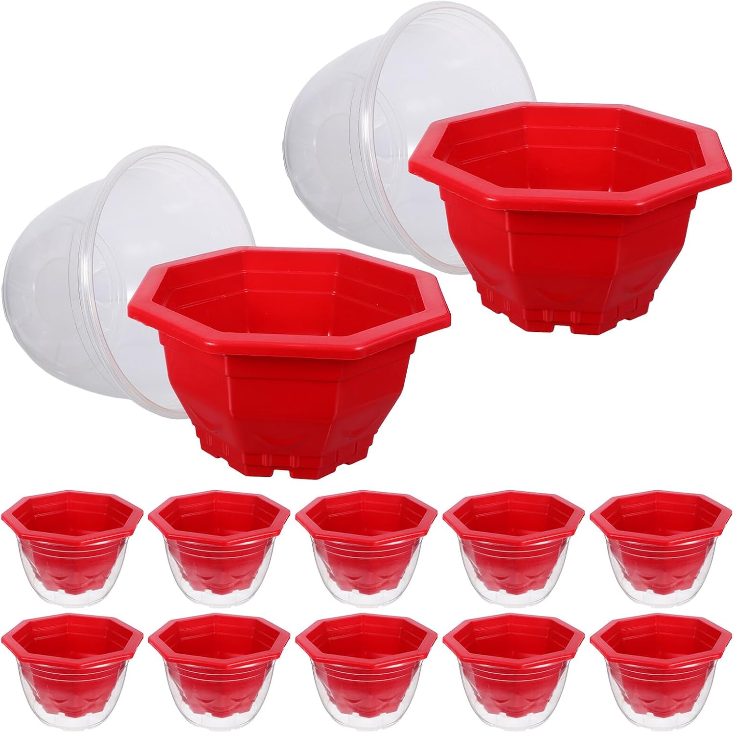 POPETPOP 12pcs Self-Watering Planter Pots with Water Reservoir Plastic Succulent Flower Pots for Indoor Home Office Gardening