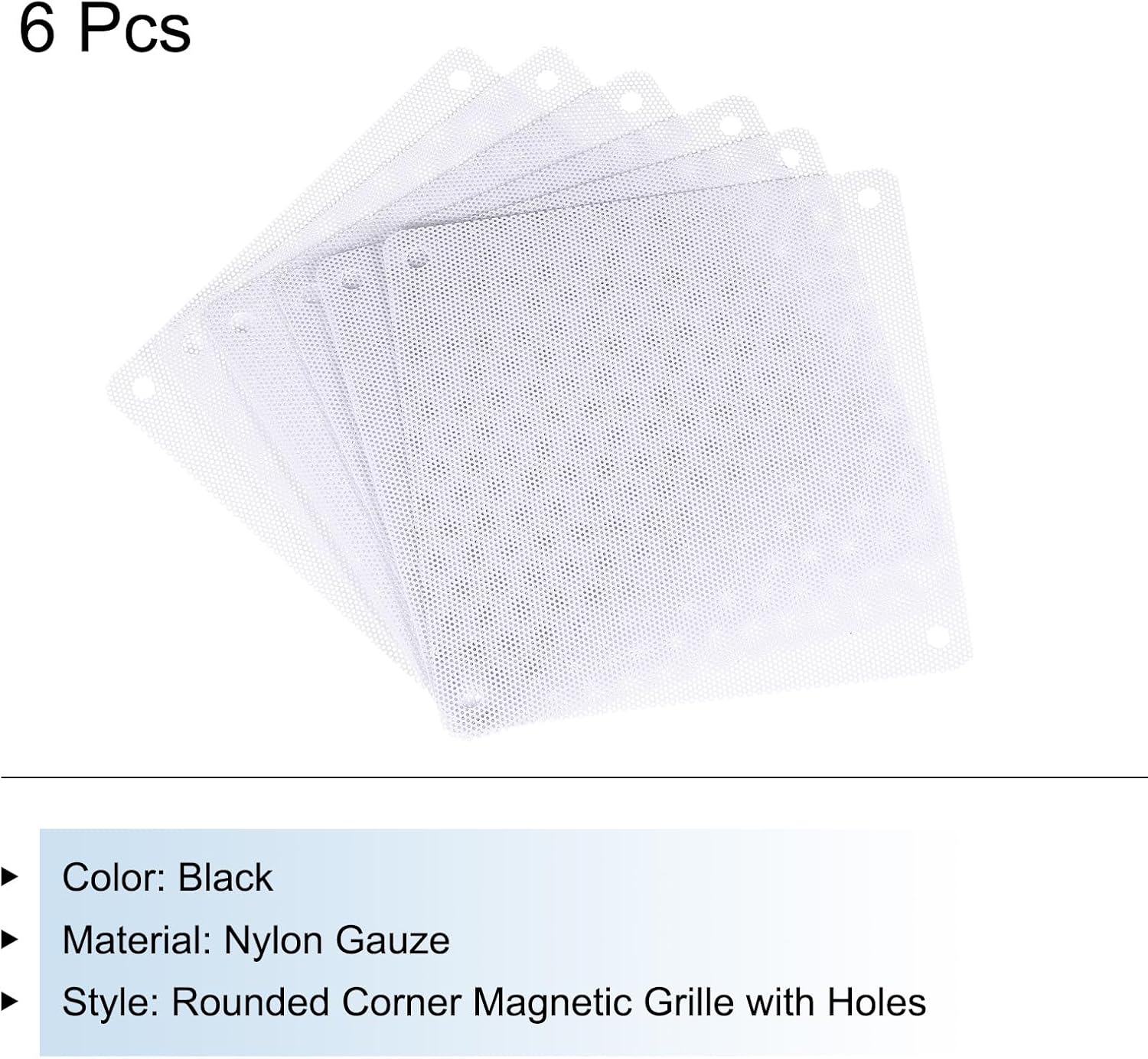 MECCANIXITY 6PCS PC Dust Filter, 120x120mm PVC Computer Case Cooler Dustproof Mesh Cover Fan Grills for Computer Chassis Speakers, White image 3