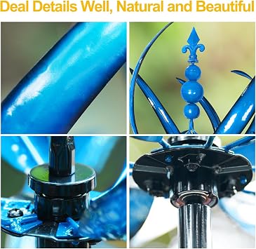 LimeHill Large Kinetic Wind Spinners for Yard and Garden - Vibrant Blue