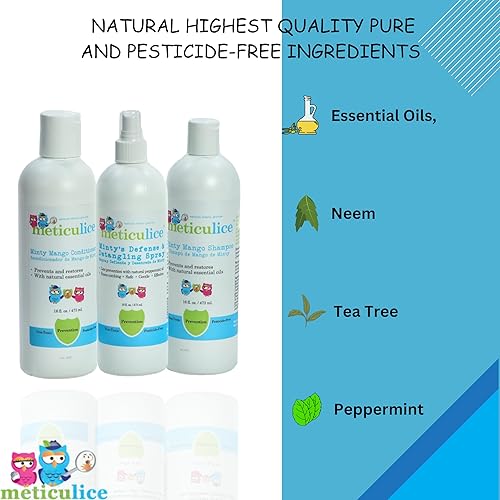 Miniatura 4 de METICULICE Champú natural para cabeza, acondicionador y repelente en aerosol, prevención de piojos eficaz contra los piojos, protege el cabello de