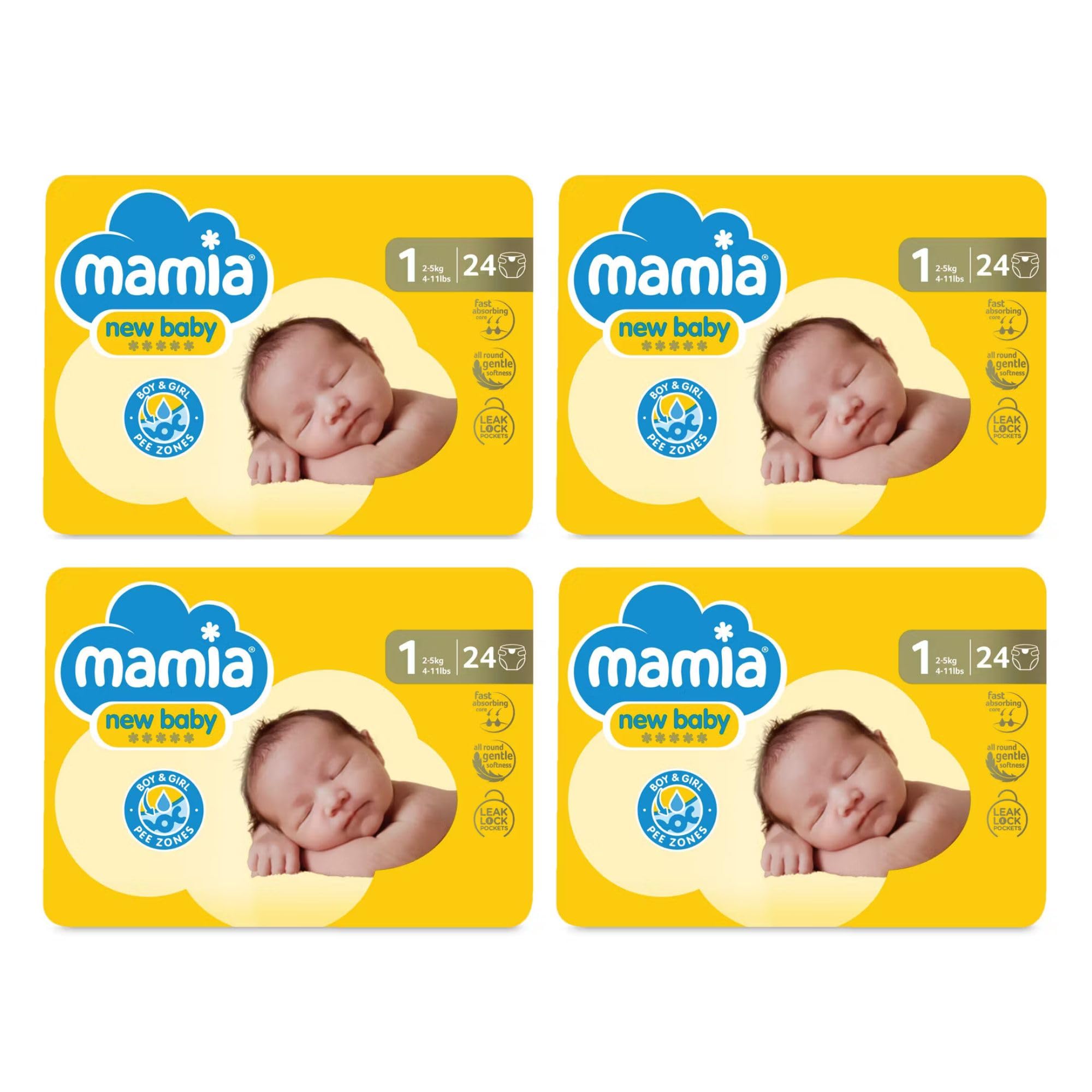 Mamia Size 1 Nappies Newborn 24 Pack (4)