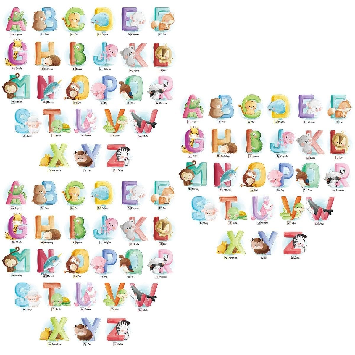Toddmomy 3 Piezas Infantil de Letras y Animales Pared Adhesivos Decorativos Habitaciones de Aplicación y Material