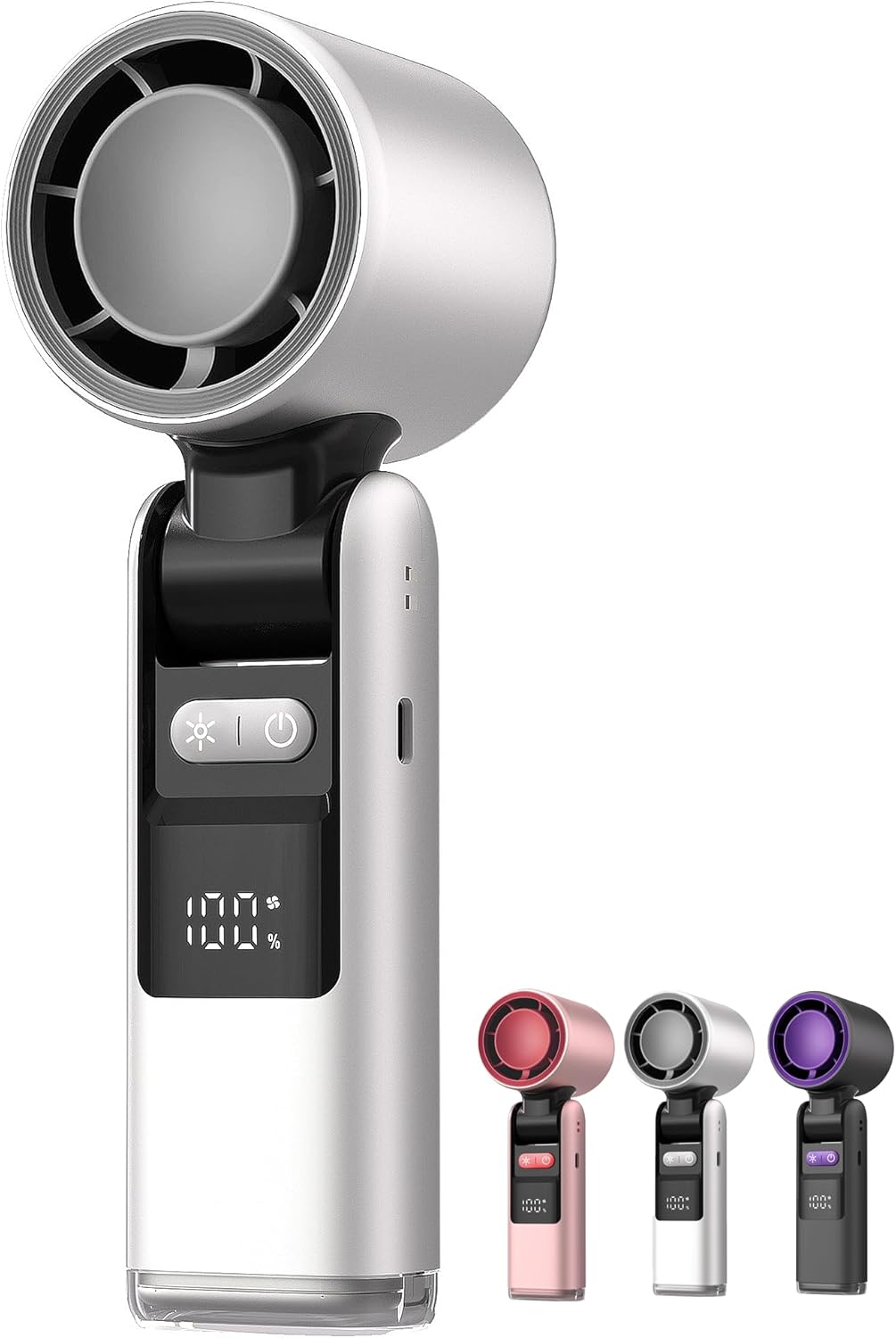 Handheld Portable Fan, 4000mAh Long-Lasting Battery Rechargeable, 1-100 Adjustable Speeds,Pocket Foldable Fan for Beach Vacation,Cooking,office,Travel, Camping(K801 W