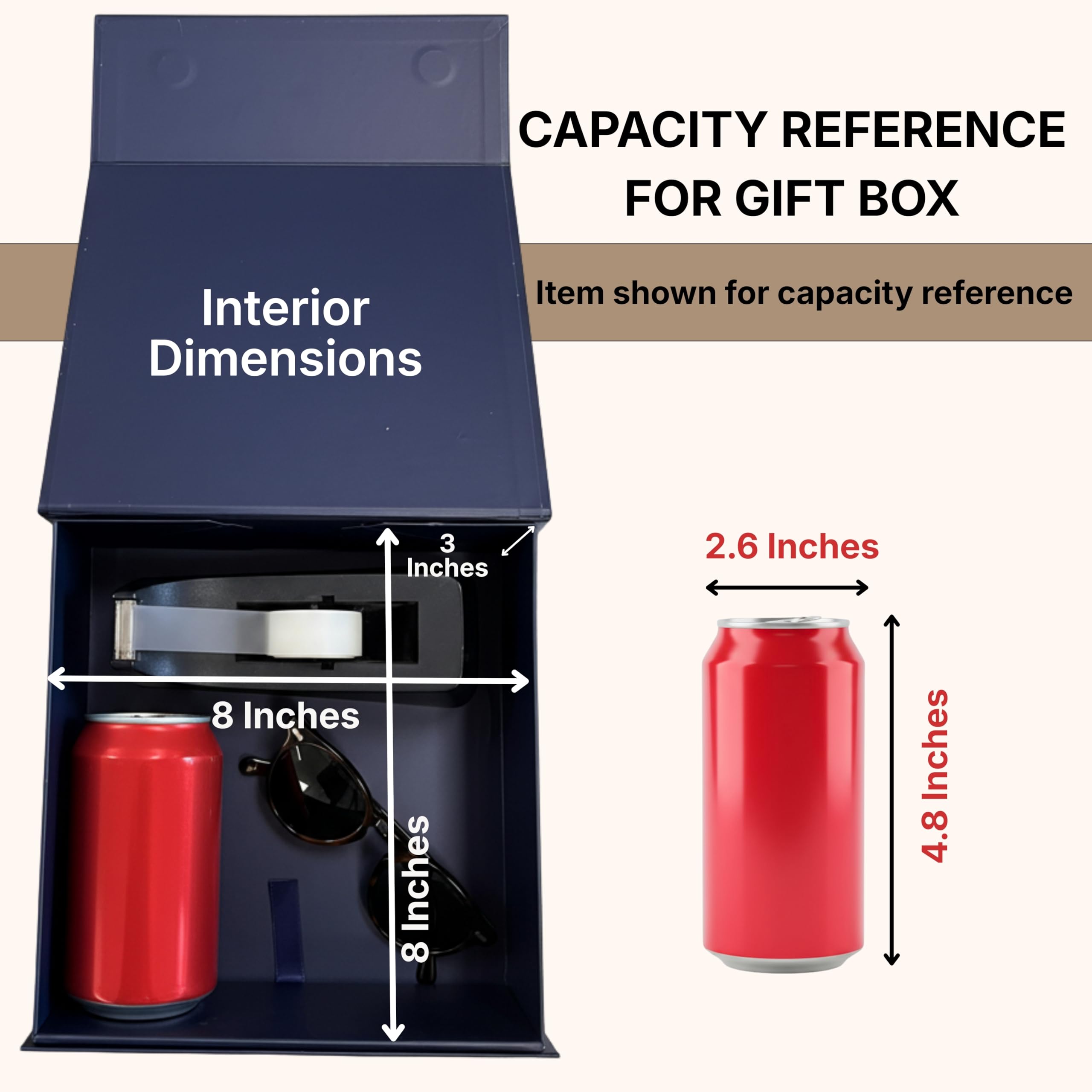 Cecobox - Confezione da 5 scatole pieghevoli opache con coperchio magnetico per confezioni regalo, 20,3 x 20,3 x 7,9 cm, colore: blu navy