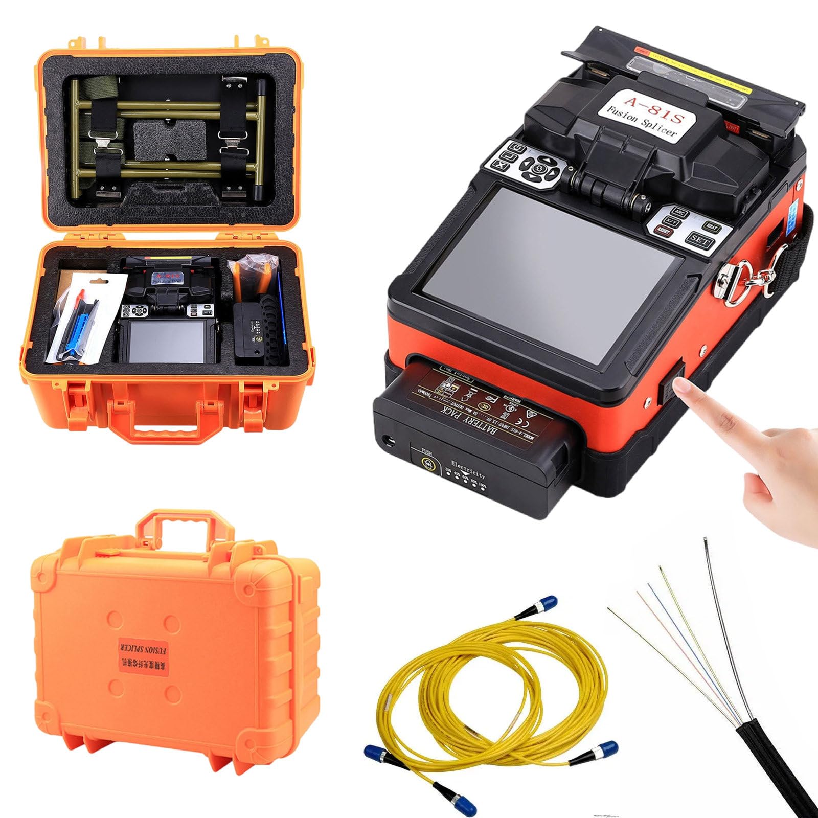 Fusionadora de fibra optica FTTH empalmadora compatible SM MM DS NZDS con alineación núcleo 0,02 dB baja pérdida, para instalación fibra exterior telecom ISP técnico proyectos redes fibra