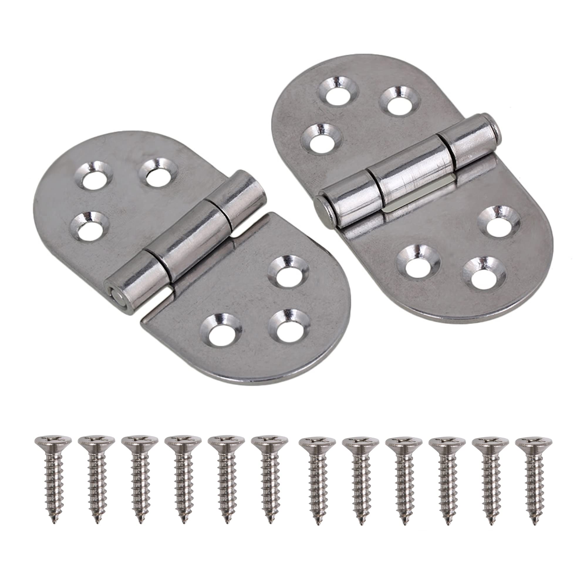 2pcs Door Hinges Stainless Steel Folding Butt Hinges Silver 80mmx40mmx2mm