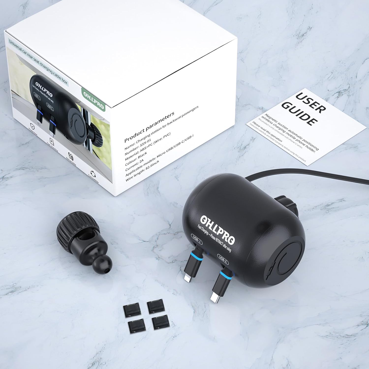 OHLPRO 2 in 1 Backseat Car Charging Station Box for Christmas Day Gifts for Women Men, Compatible iPhone and Tablets, 45W Retractable Fast Charge Multi for Lyft Uber Driver and Passengers for Chargers - Image 8