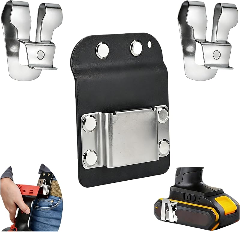 Drill Holder Belt Clip Holster for Cordless Drill Impact Driver Screwgun Fits 633586002 Ryobi Ridgid 18V Makita Power Drill Tools Nailers Up to 2" Belt