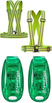 Green Reflective Vest + Green EverLightFX USB Safety Lights