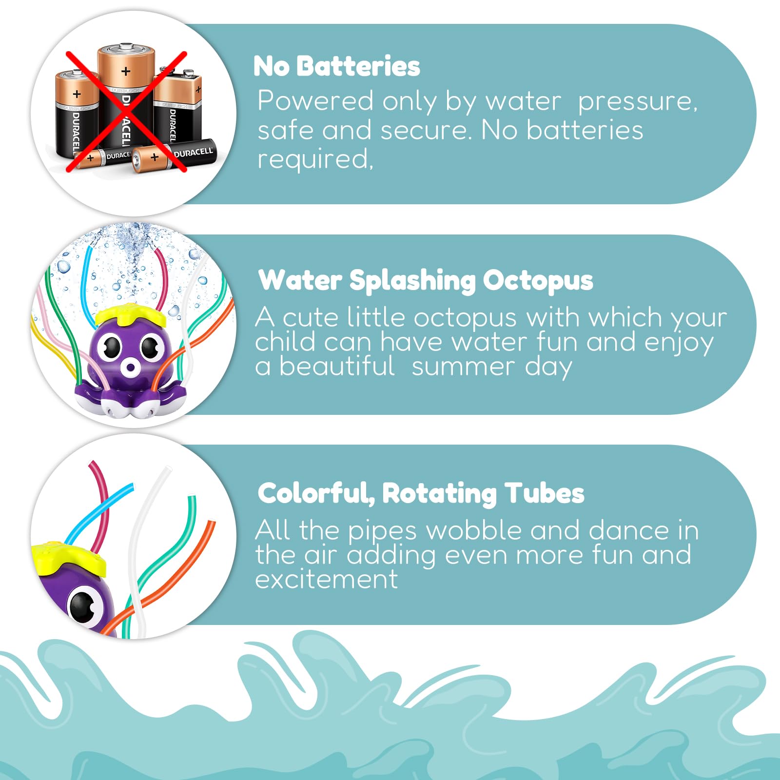 Aspersor de Agua para niños,con boquillas giratorias,Juegos de aspersores,Juguete de Rociador,para Patio Trasero, CéSped,Juegos de Agua para Niños Exterior.(Pulpo Morado)