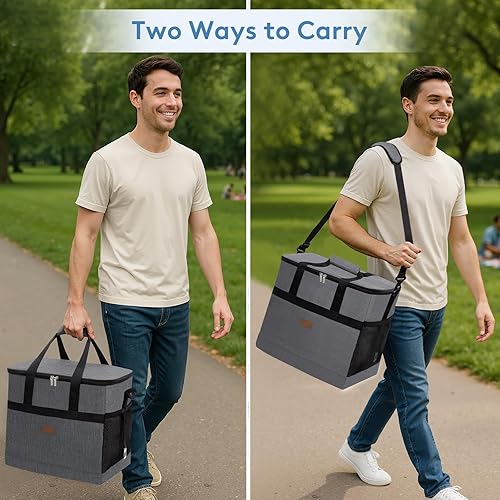 Miniatura 6 de Lifewit Cooler Bag 305060 latas plegable y aislada, bolsa de almuerzo grande a prueba de fugas, suave bolsa portátil para campamento, barbacoa,