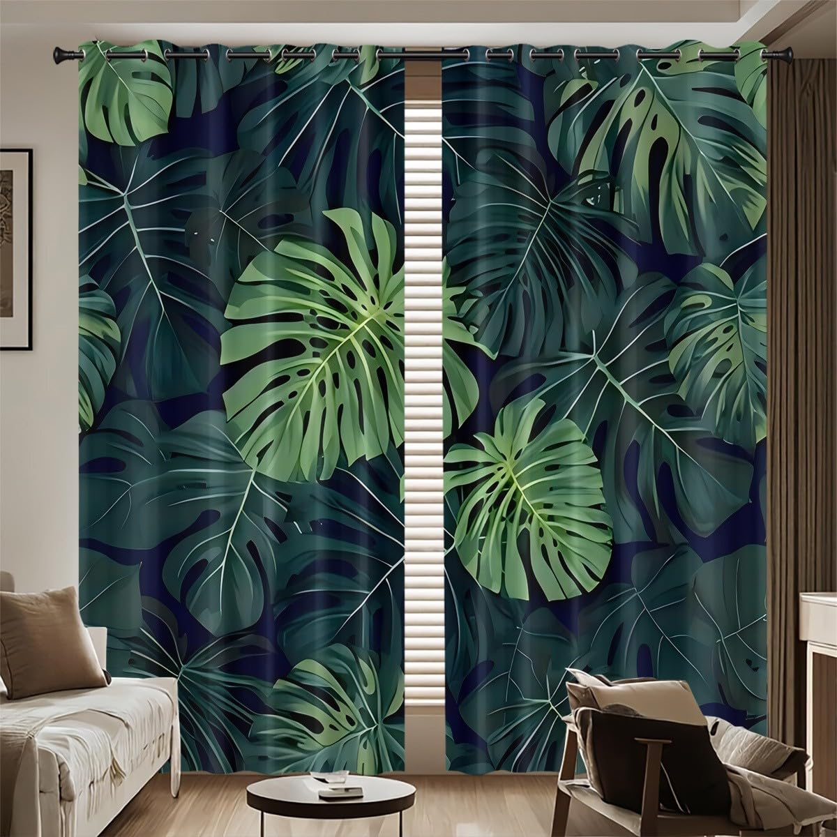 Rideau Végétation Tropicale Moderne AB5 | Finition Nordique Haut de Gamme 180L x 150H cm