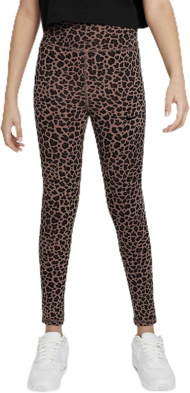Nike Girls' Sportswear Graphic Leggings, Leopard, L Regular US