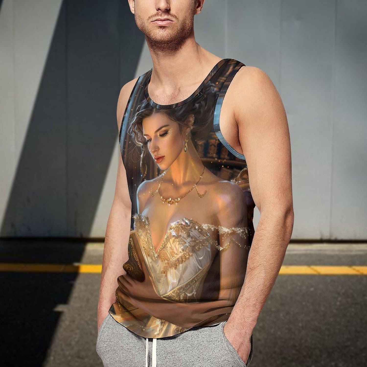 Vintage Victorian Woman Reading Men's Tank Top Sleeveless Muscle Shirts Vest Beach T Shirts for Workout Gym