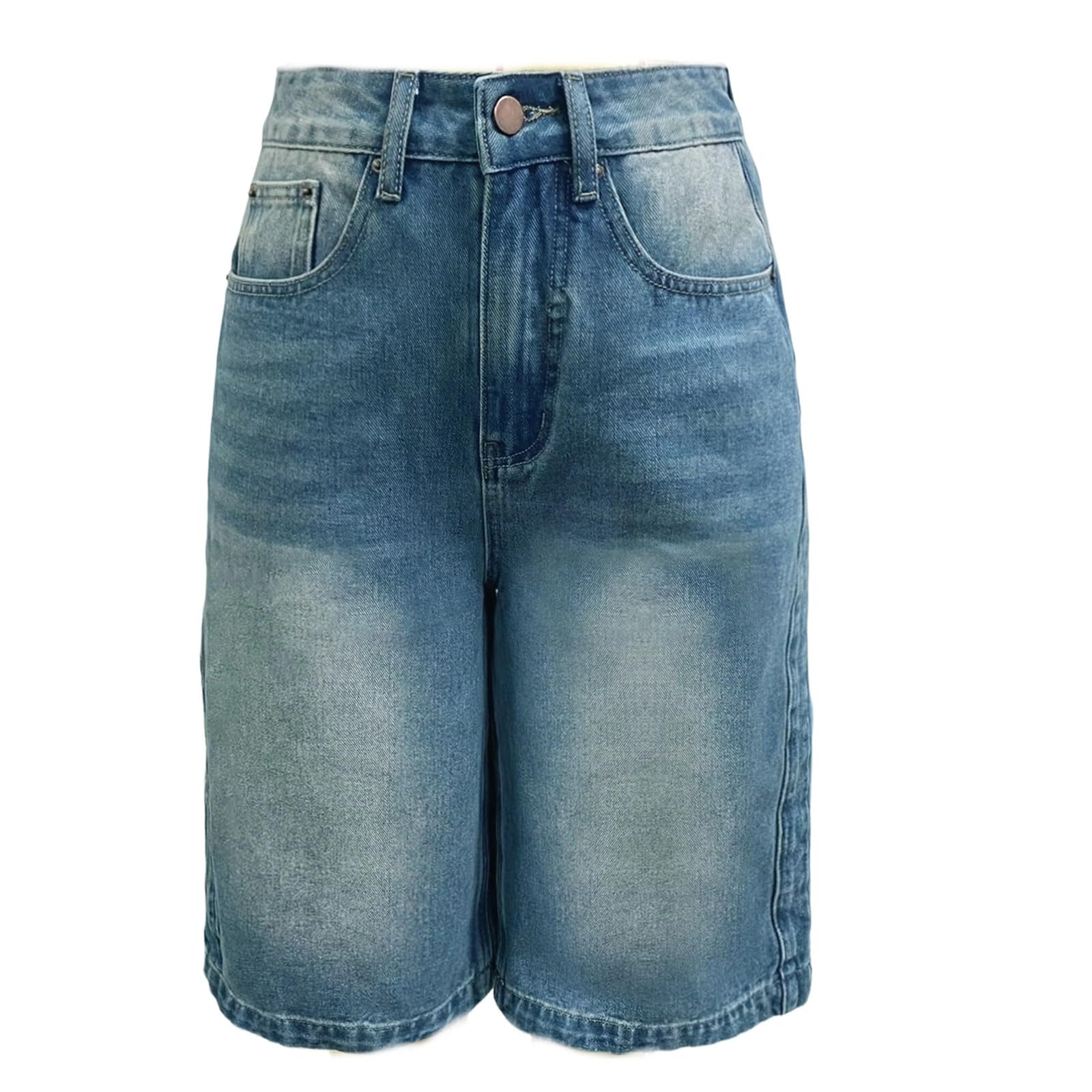 Générique Shorts Femme d'Été Shorts Femme d'Été Short en Jean Droit -Cuisse, Coupe décontractée d'été, Taille Haute, Confortable et Extensible (Blue, XL)