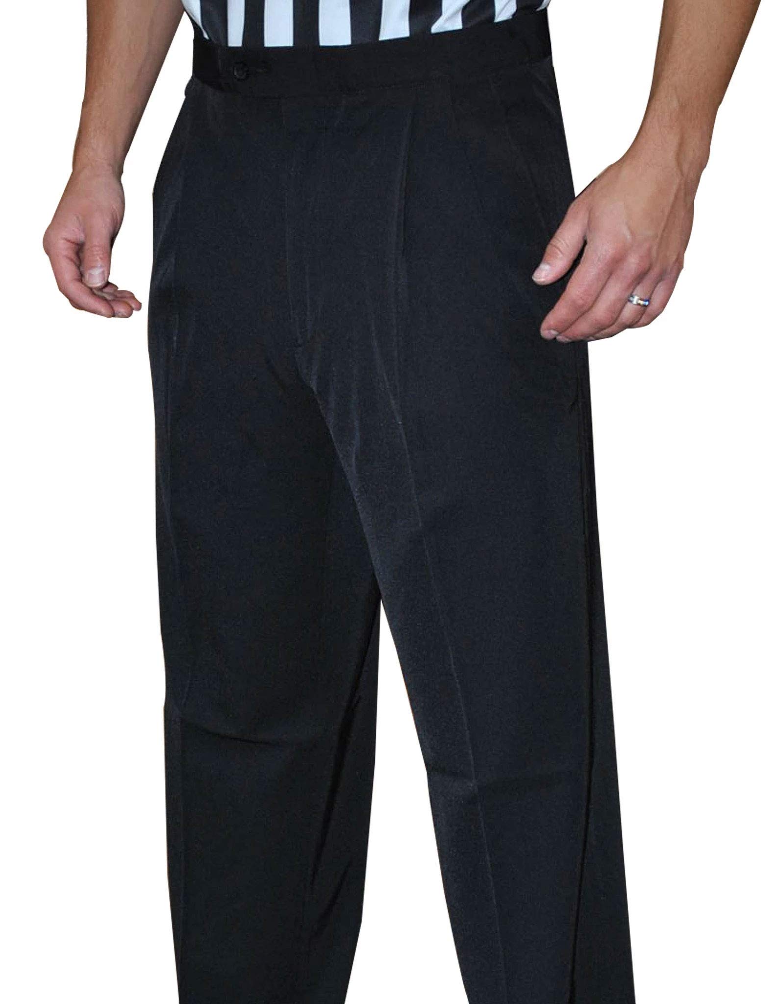 Smitty Men's Basketball Premium 4-Way Stretch Pleated Front Tapered FIT Officials Pants - Slash Pockets