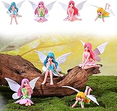 4 x Fairy Garden Figurine Set, Outdoor Garden Decoration, Miniature Fairy Figurines for Miniature Garden Decoration, Birthday Cake Decoration (B)