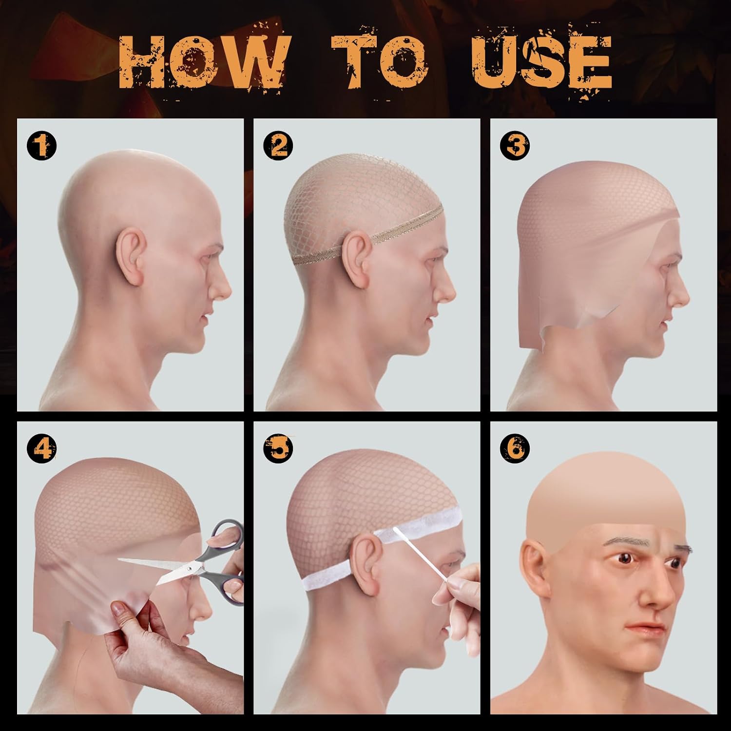 Latex Bald Cap SFX Makeup Kit,Bald Wig Cap with Skin Water-Based Acrylic Adhesive(Bonding Skin Glue) for Men Adult,Bald Caps Perfect for Halloween Costumes, Cosplay, and Theater