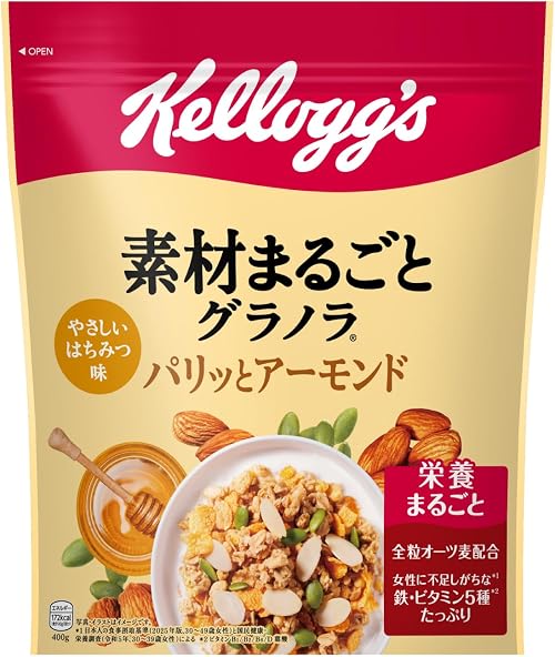 ケロッグ 素材まるごとグラノラ パリッとアーモンド やさしいはちみつ味 400g