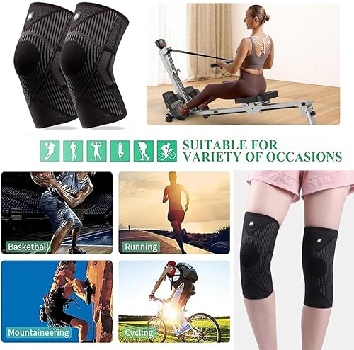 Miniatura 4 de QIOCKTO Paquete de 2 rodilleras para dolor de rodilla, para mujeres y hombres, para dolor de rodilla, manga de compresión, desgarro de menisco, ACL,