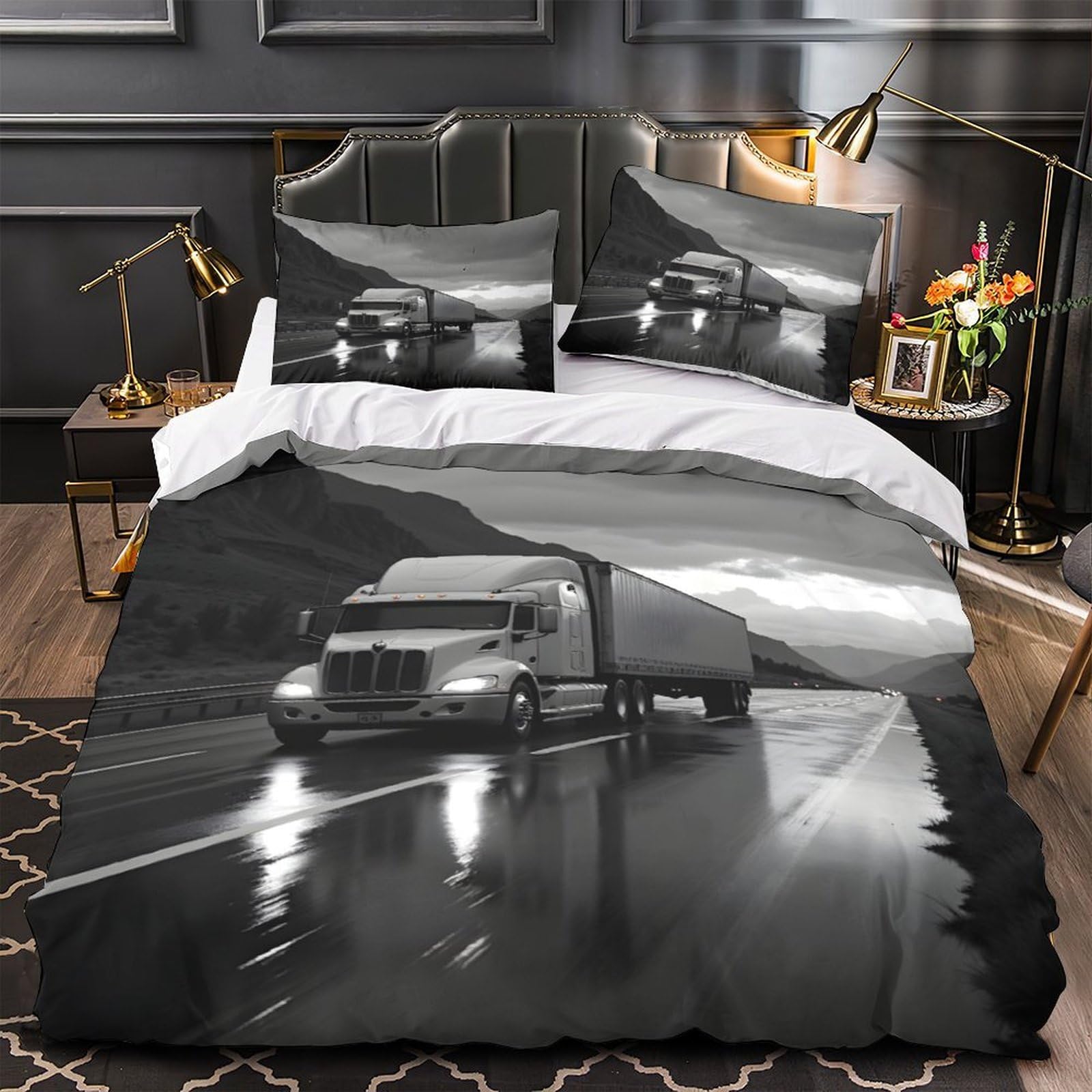 Housse de couette camion lourd 135x200 parure lit microfibre