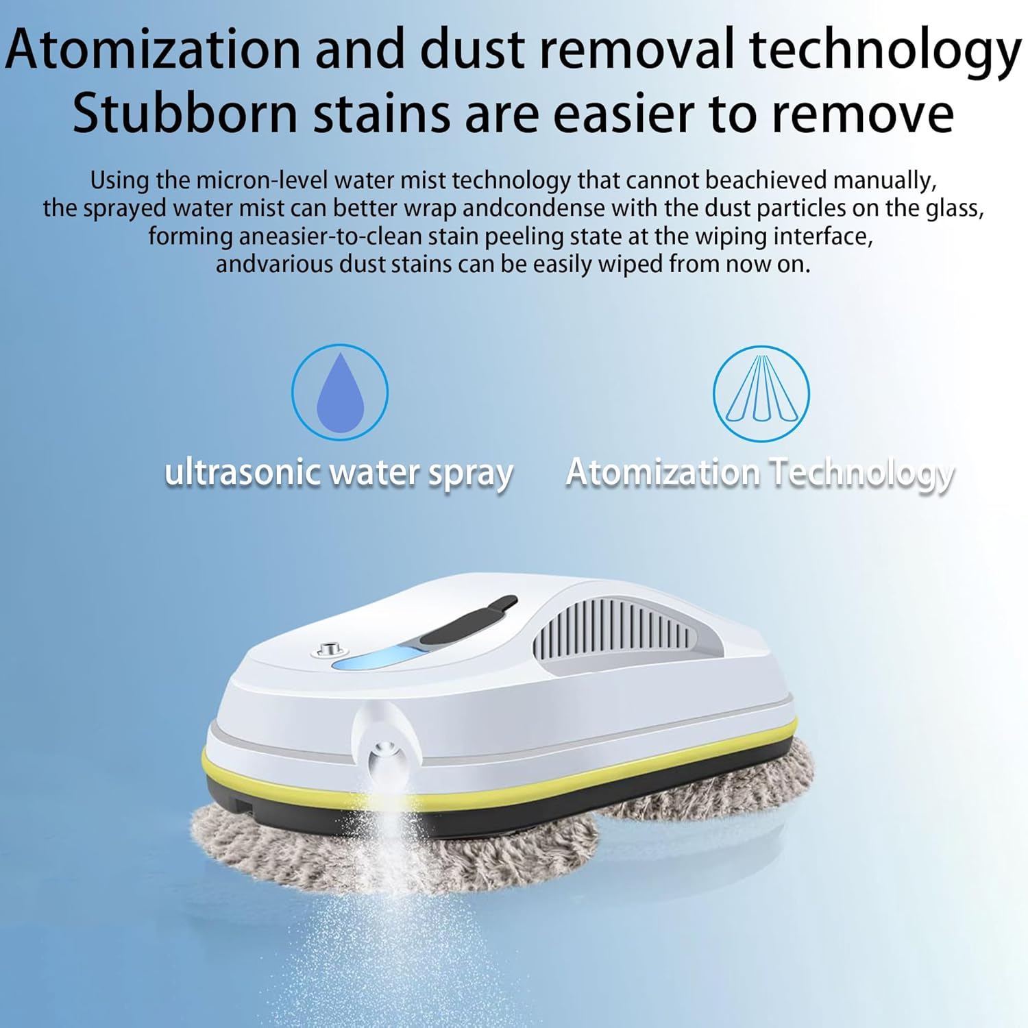 Window Cleaning Robot, 3500Pa Suction Smart Spray Water Glass Washer, AI Autonomous Path Planning Double Disc Wiping Window Cleaner with UPS Backup, Remote Control for High Rise Windows, Home Office