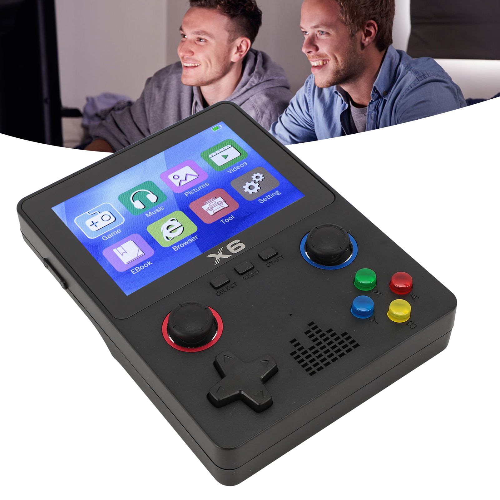 Console di gioco retrò portatile Sustvita con scheda di memoria 32G, console di gioco portatile con 11 emulatori e display IPS da 3,5 pollici (Negro)