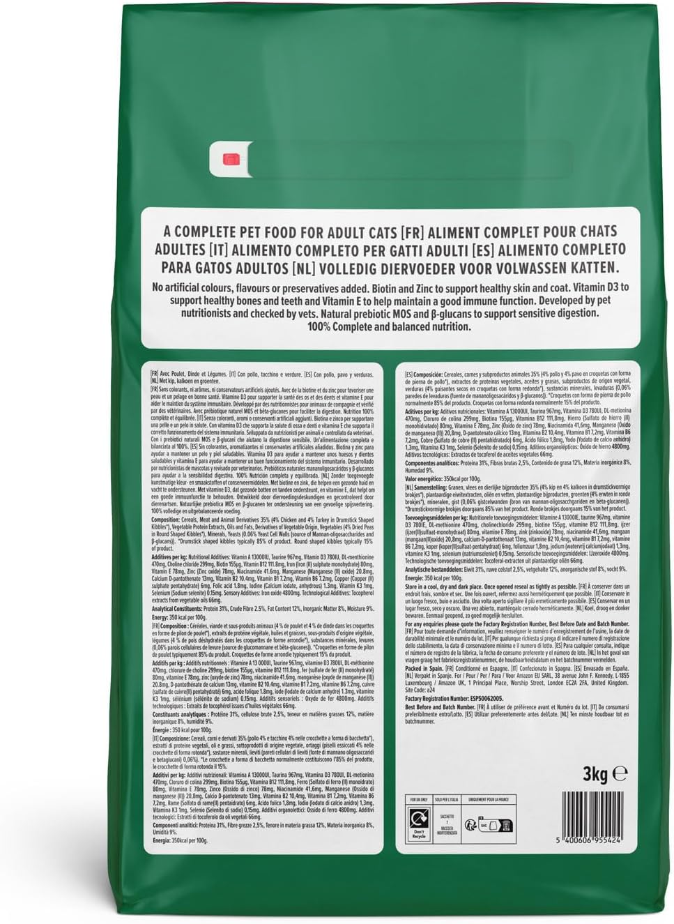 by Amazon – Croquettes complètes pour chats adultes au poulet, dinde et légumes, 3 kg – Aliment 100 % complet et équilibré - Image secondaire