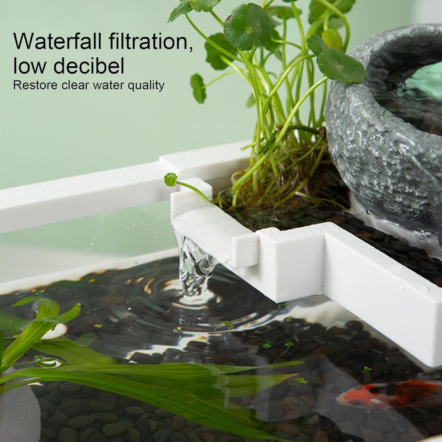 Fish Tank - Quiet Tiny Landscape Decor with LED Light and Pump | Small Fish Aquariums - for Betta Shrimp Jellyfish Aquaponics Desktop Hospital Bookshelf Studio Bedroom