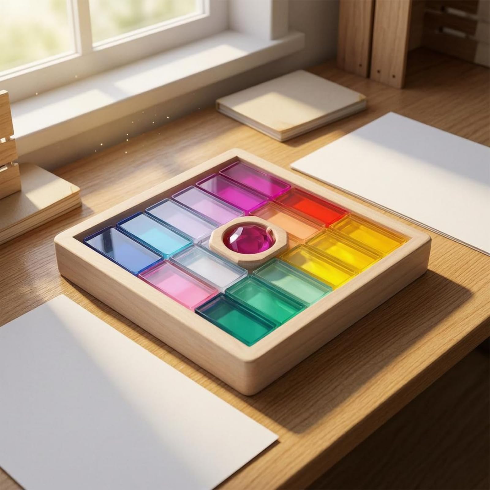 predolo Blocchi da Costruzione per Bambini Set di Costruzione per Apprendimento Giocattolo Impilabile con in Legno in Acrilico Scoperta di Colore Forma Equilibrio Adatto a Casa Scuola Regalo