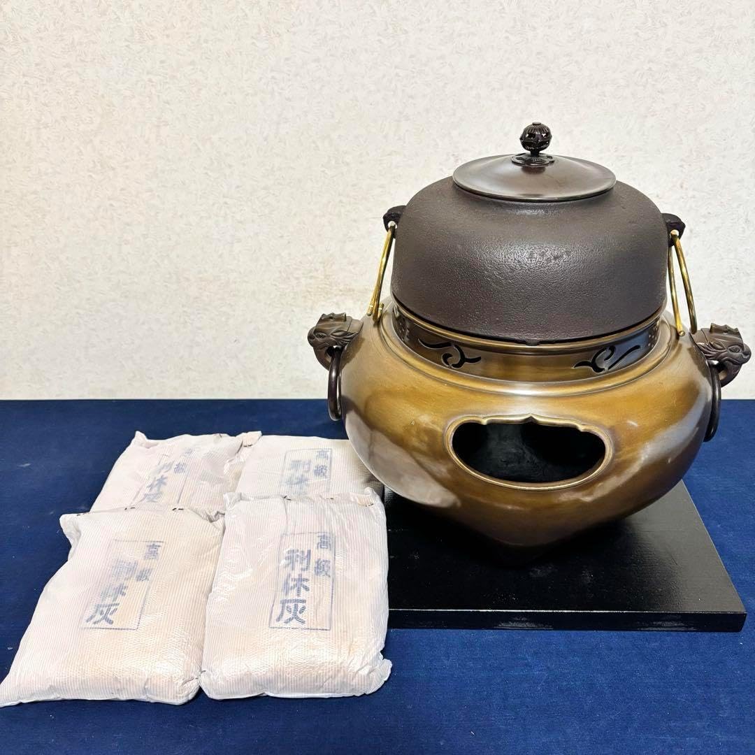 茶道具 古銅 独楽 茶釜 蓋置 時代箱 V R6583