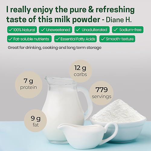 Miniatura 5 de Leche entera en polvo, leche seca en polvo, seca para almacenamiento de alimentos de emergencia a largo plazo, ideal para cocinar, hornear,