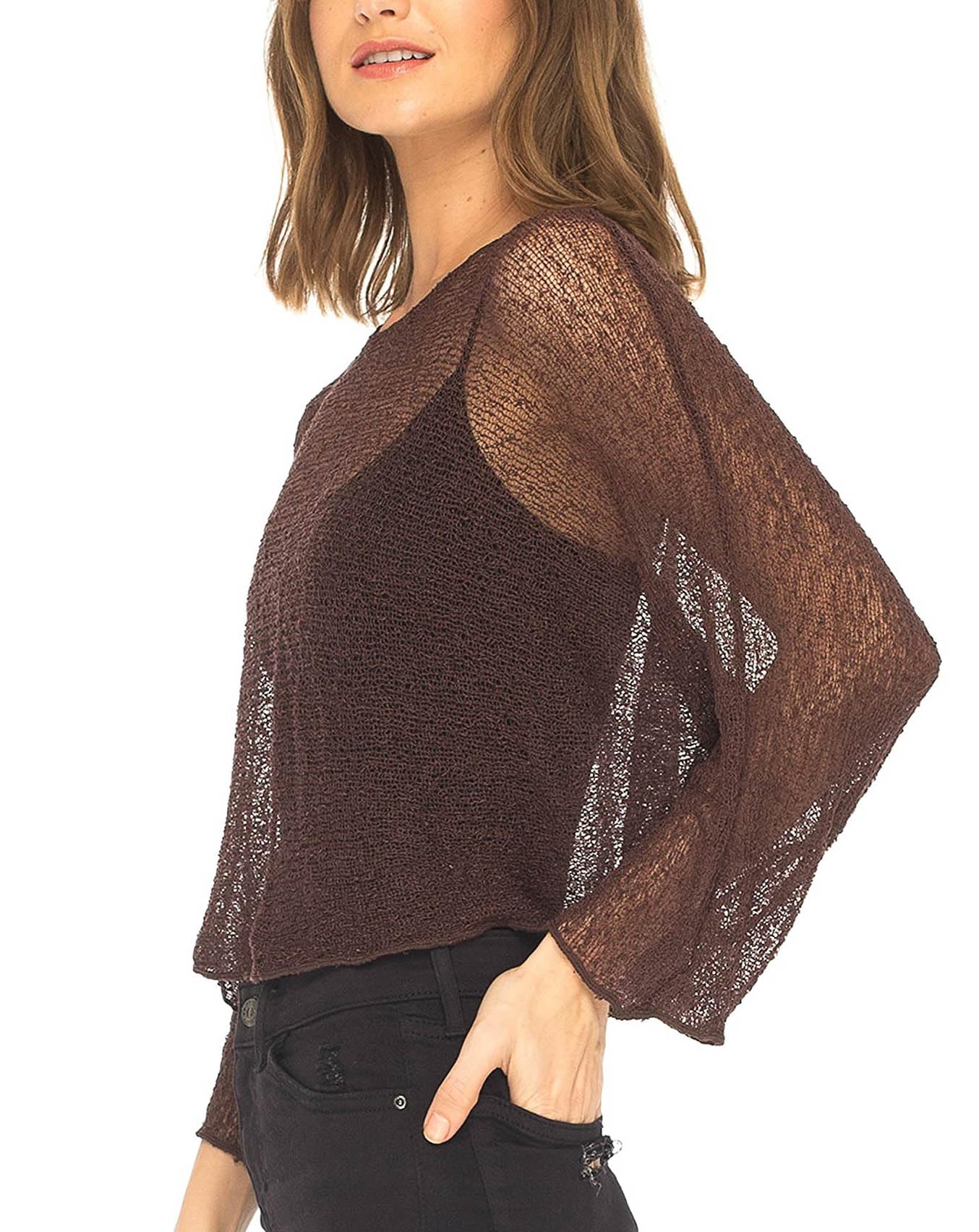 SHU-SHI - Camicetta Trasparente - Effetto a Maglia - Donna