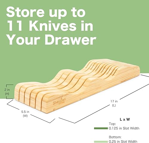 Vista 5 de Taco para cuchillos de bambú para el interior de cajones, sin cuchillos. Organizador de cuchillos para 10-15 cuchillos por Shenzhen Knives