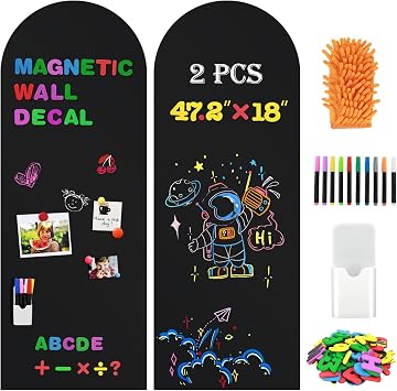 Magnetic Chalkboard for Wall, 47.2" x 18" Arch Decal for Playroom | Self-Adhesive Peel & Stick, Smooth Write & Erase Surface, Strong Magnetic Hold, Ideal for Home, Playroom, Classroom, Office