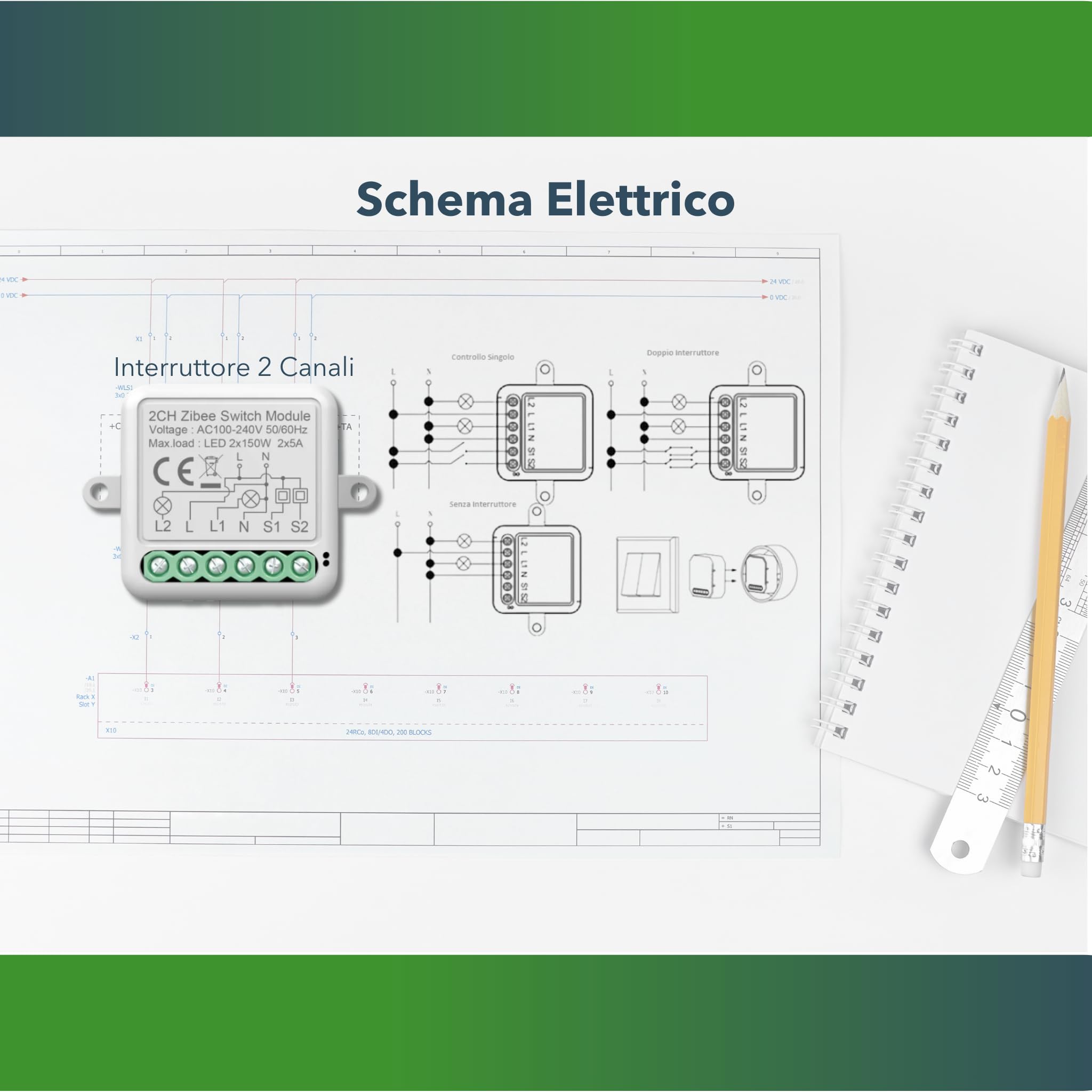 Interuttore Intelligente | ZigBee | ZeVi Switch 2G Modulo per Automazione domestica, Controllo Remoto Luci e Dispositivi app SmartLife, Domotica Fai-da-Te, Compatibile con Alexa e Google Home 3pz