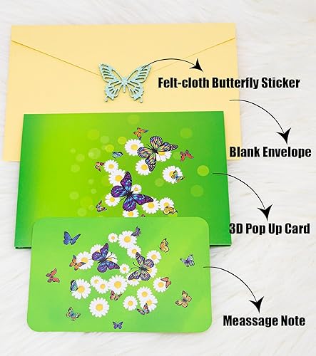 Miniatura 3 de Flying Butterflies - Tarjeta desplegable de mariposa 3D, tarjeta de cumpleaños de mariposa con diseño de mariposas para el día de San Valentín,