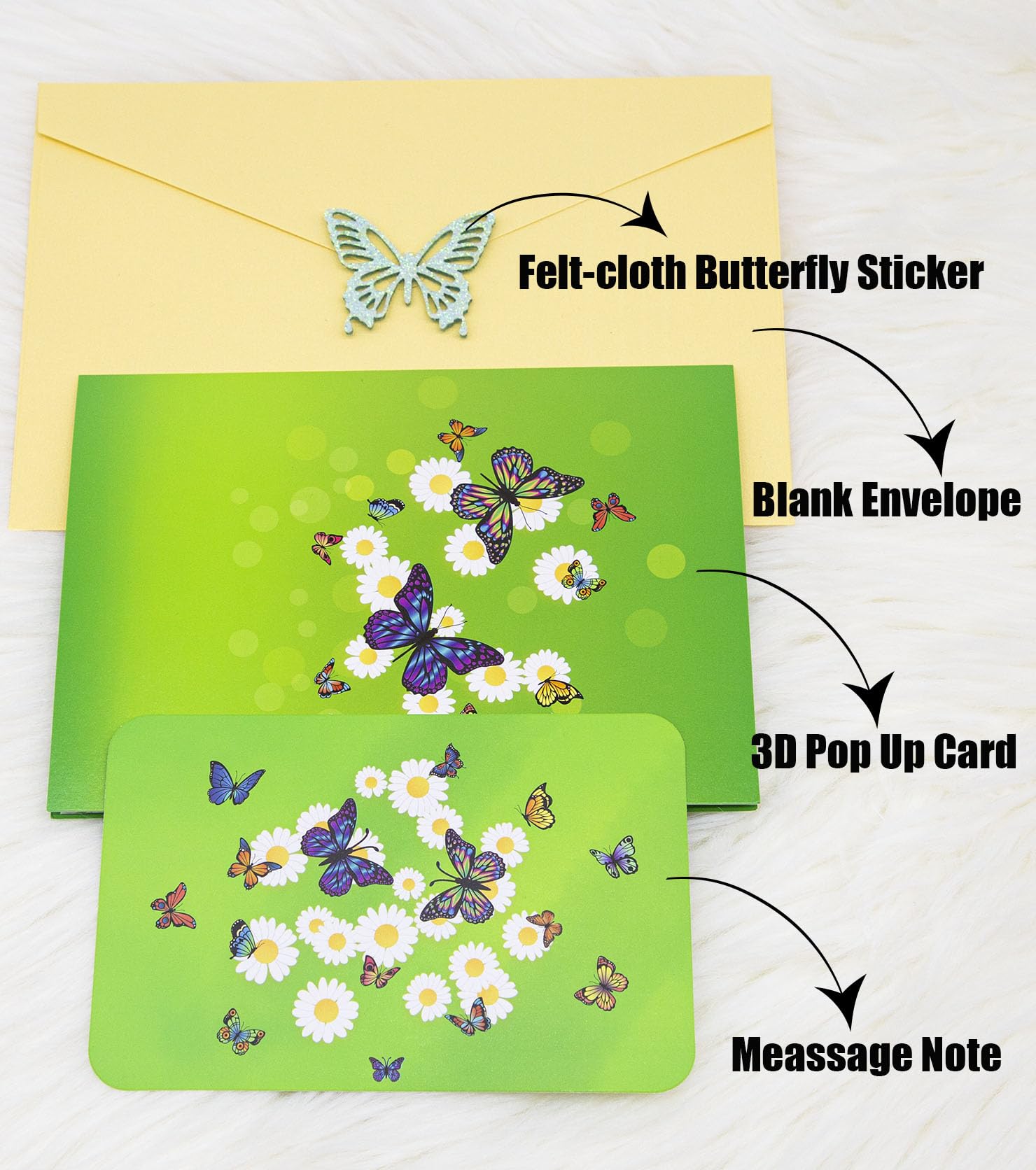 SULOLI 3D Carte Papillon Pop-Up -Fleurs avec Papillons,Carte de Voeux