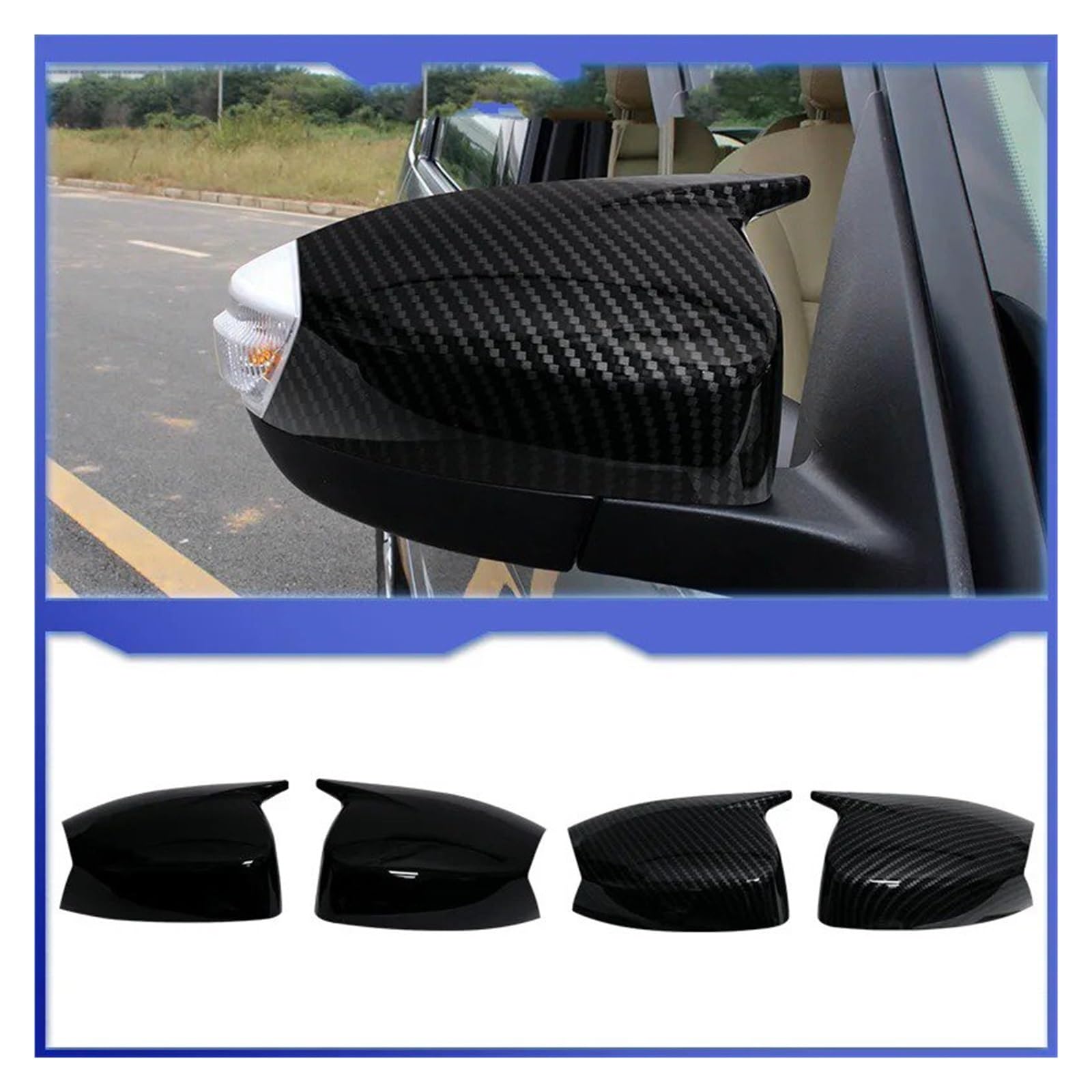Calotta specchietto Per Ford S-MAX 2006 2007 2008 2009 2010 2011 2012 2013 2014 2015 Telaio Retrovisore Laterale Primer Specchio Cappucci specchietti retrovisori(Carbon Look)