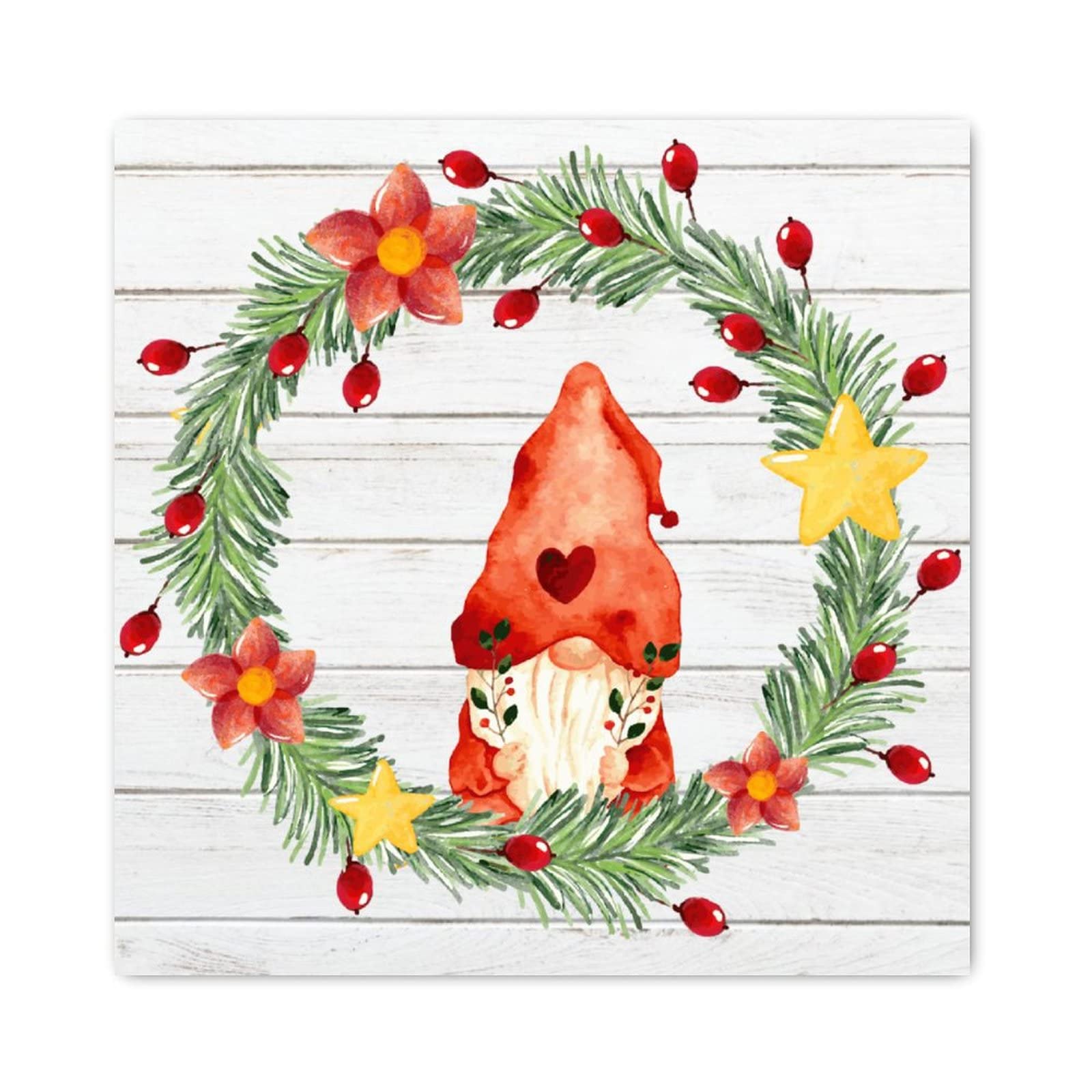 Couronne de nain de Noël en bois rustique de 40 cm pour décoration murale