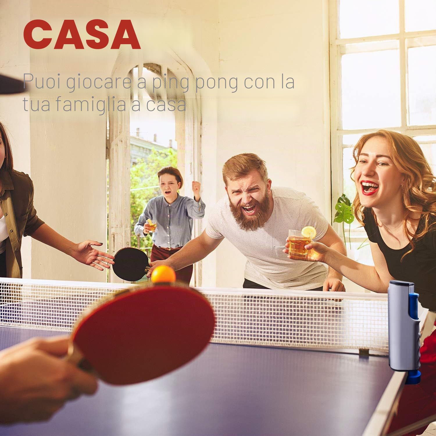 Sportout, rete retrattile da ping pong, portatile, ideale per tavolo da ping pong, scrivania, cucina o tavolo da pranzo