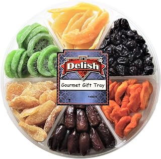 Gourmet Dried Fruit Variety Gift Tray Large 6-Pt by It's Delish - Gift Basket | New Year Events, Fathers Mothers Day Holiday Party Birthday Valentines Anniversary Sympathy Get Well Hostess Gift Box