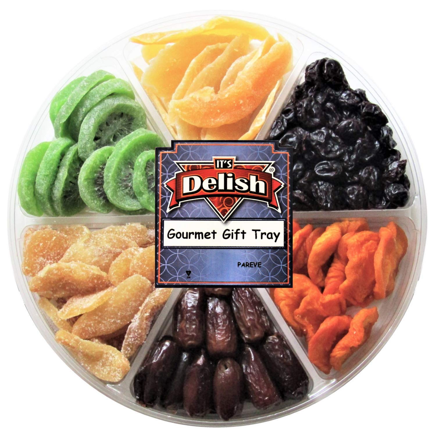 Gourmet Salted Nuts & Dried Fruit Assortment Gift Tray 6-Pt by It's Delish – Gift Box for Christmas, New Year Events, Fathers Mothers Day, Valentines, Family Parties, Birthday, Anniversary